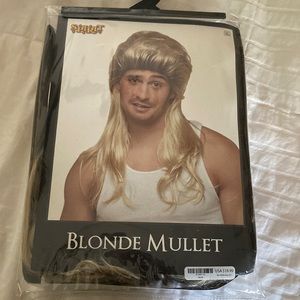 Halloween blonde mullet wig